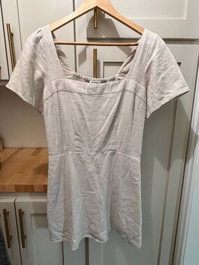 Abercrombie & Fitch Neutral Cream Square-Neck Mini Dress
